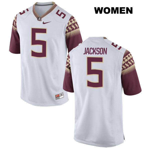 Women's NCAA Nike Florida State Seminoles #5 Dontavious Jackson College White Stitched Authentic Football Jersey SHD6369LA